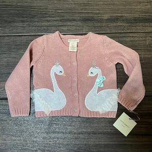 Adorable pink swan embellished cardigan